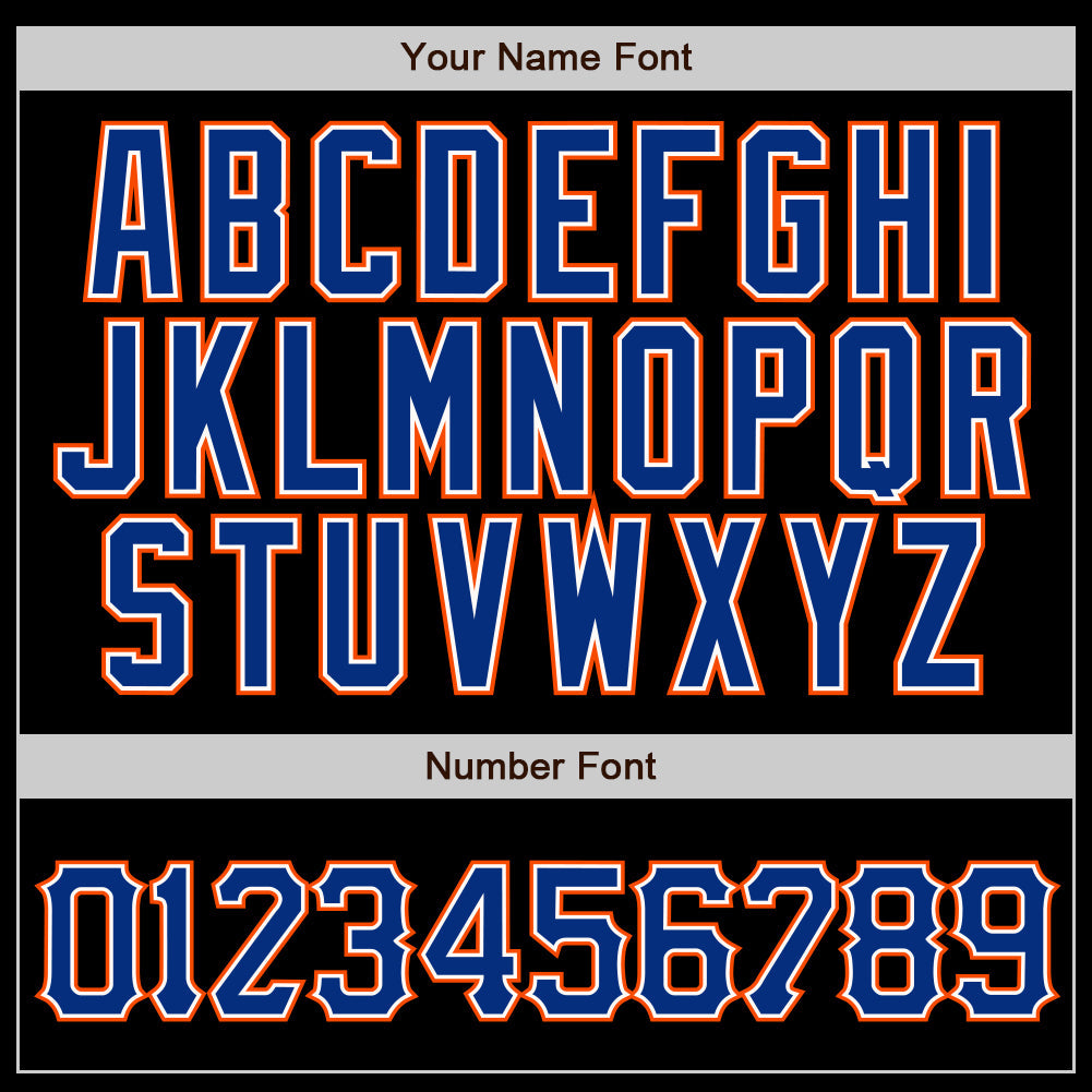Custom Black Royal Pinstripe Royal-Orange Authentic Baseball Jersey view 4