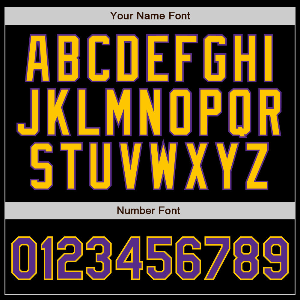 Custom Black Gold Pinstripe Purple-Gold Authentic Baseball Jersey view 4
