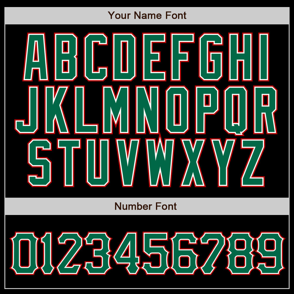 Custom Black Kelly Green Pinstripe Kelly Green-Red Authentic Baseball Jersey view 4