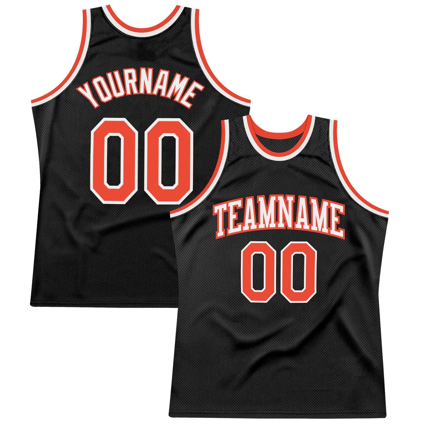 Custom Black Orange-White Authentic Throwback Basketball Jersey - Main View