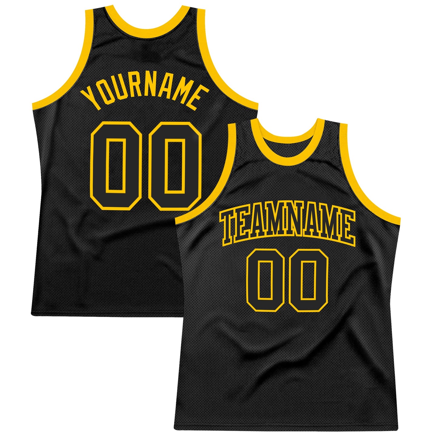 Custom Black Black-Gold Authentic Throwback Basketball Jersey - Main View