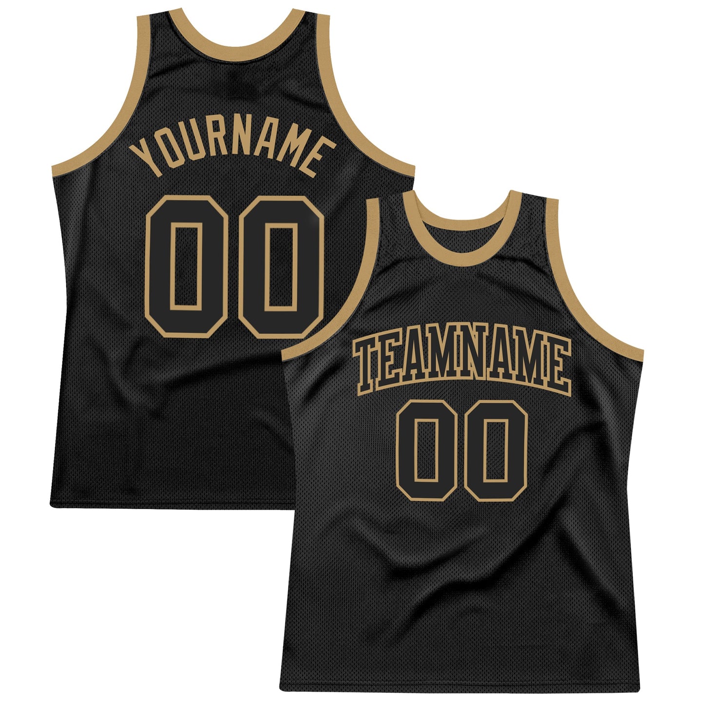 Custom Black Black-Old Gold Authentic Throwback Basketball Jersey - Main View