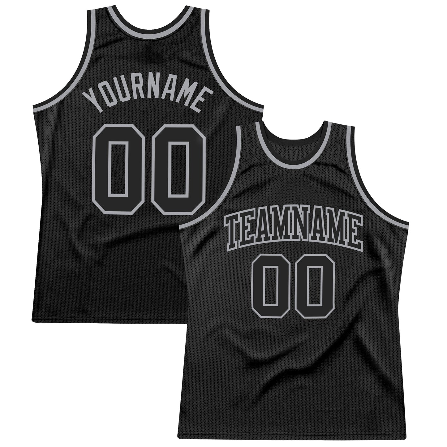 Custom Black Black-Gray Authentic Throwback Basketball Jersey - Main View