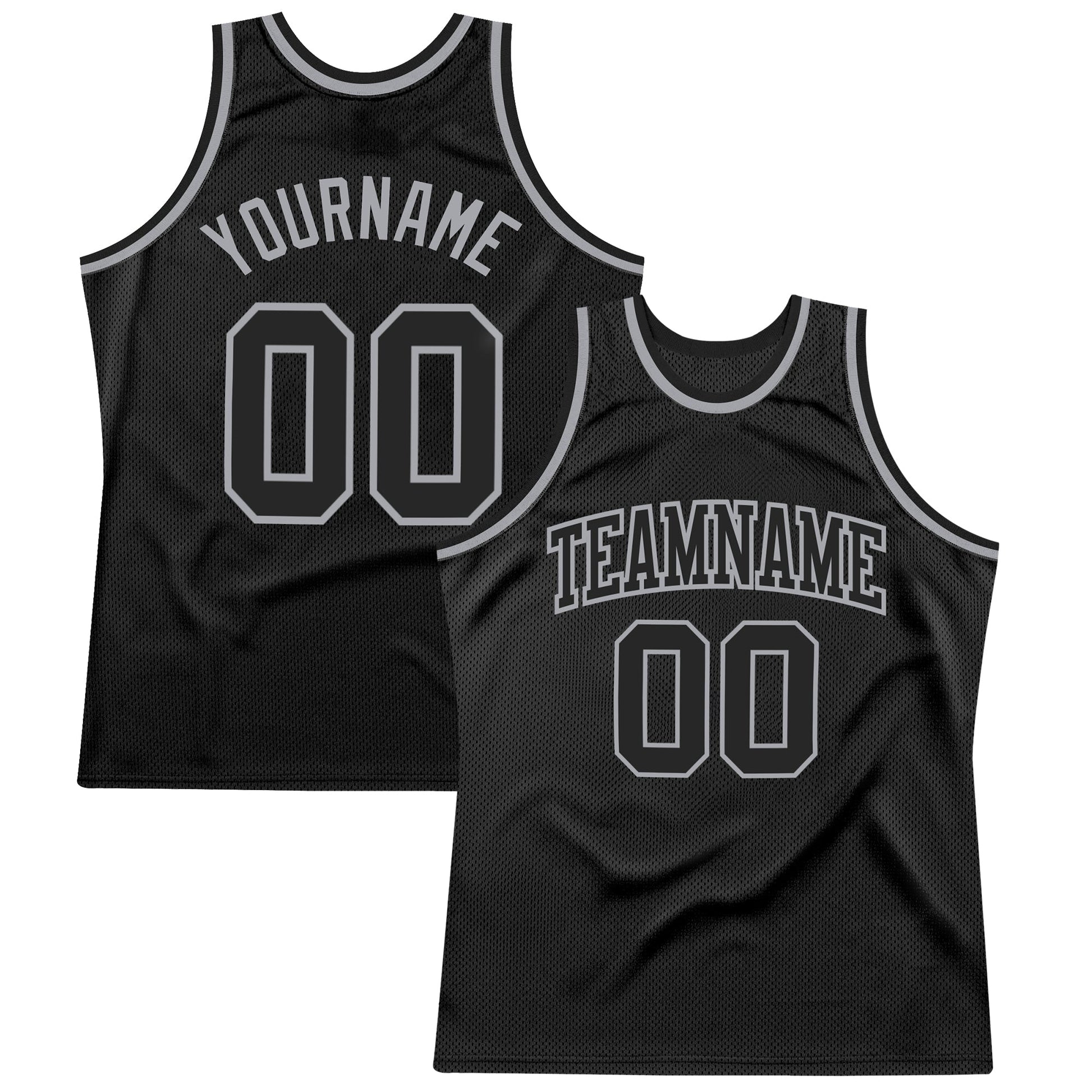 Custom Black Black-Gray Authentic Throwback Basketball Jersey - Main View