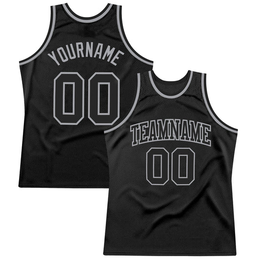 Custom Black Black-Gray Authentic Throwback Basketball Jersey - Main View
