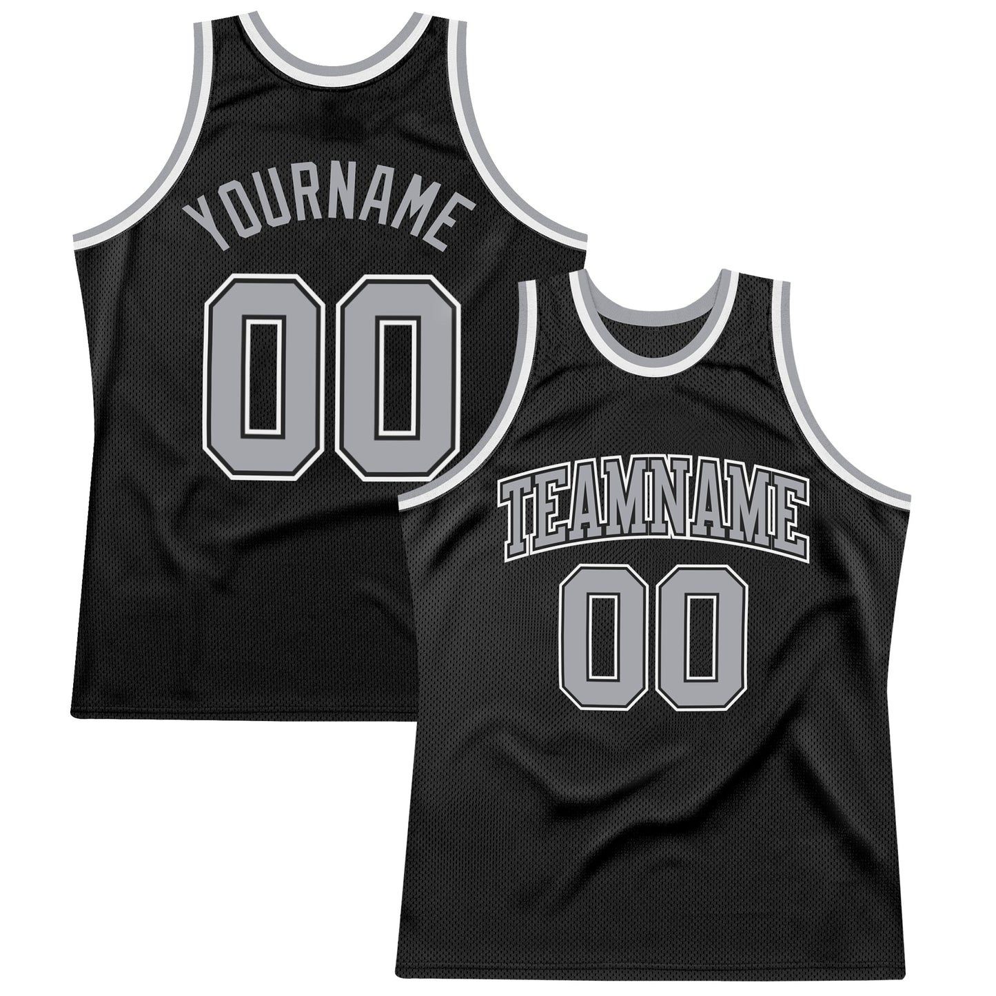 Custom Black Gray-White Authentic Throwback Basketball Jersey - Main View