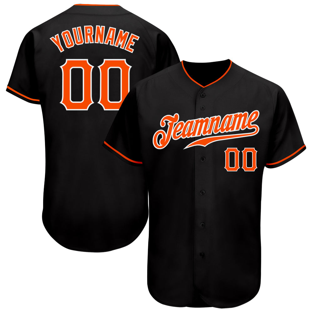 Custom Black Orange-White Authentic Baseball Jersey - Main View