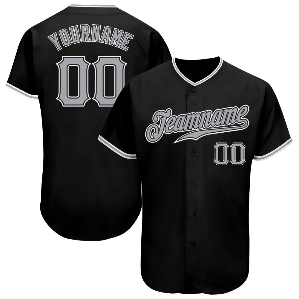 Custom Black Gray-White Authentic Baseball Jersey - Main View