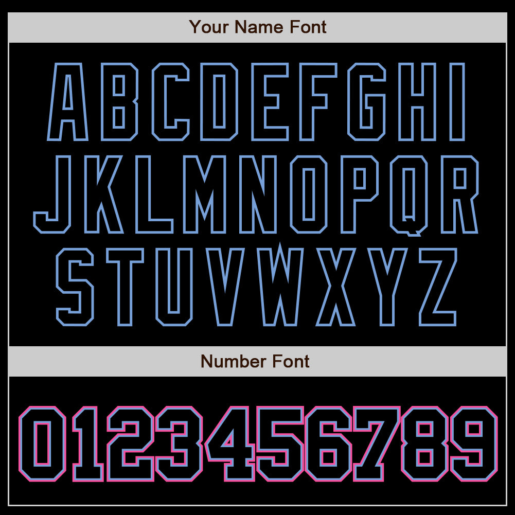 Custom Black Black Light Blue Pink-White Authentic Baseball Jersey view 5