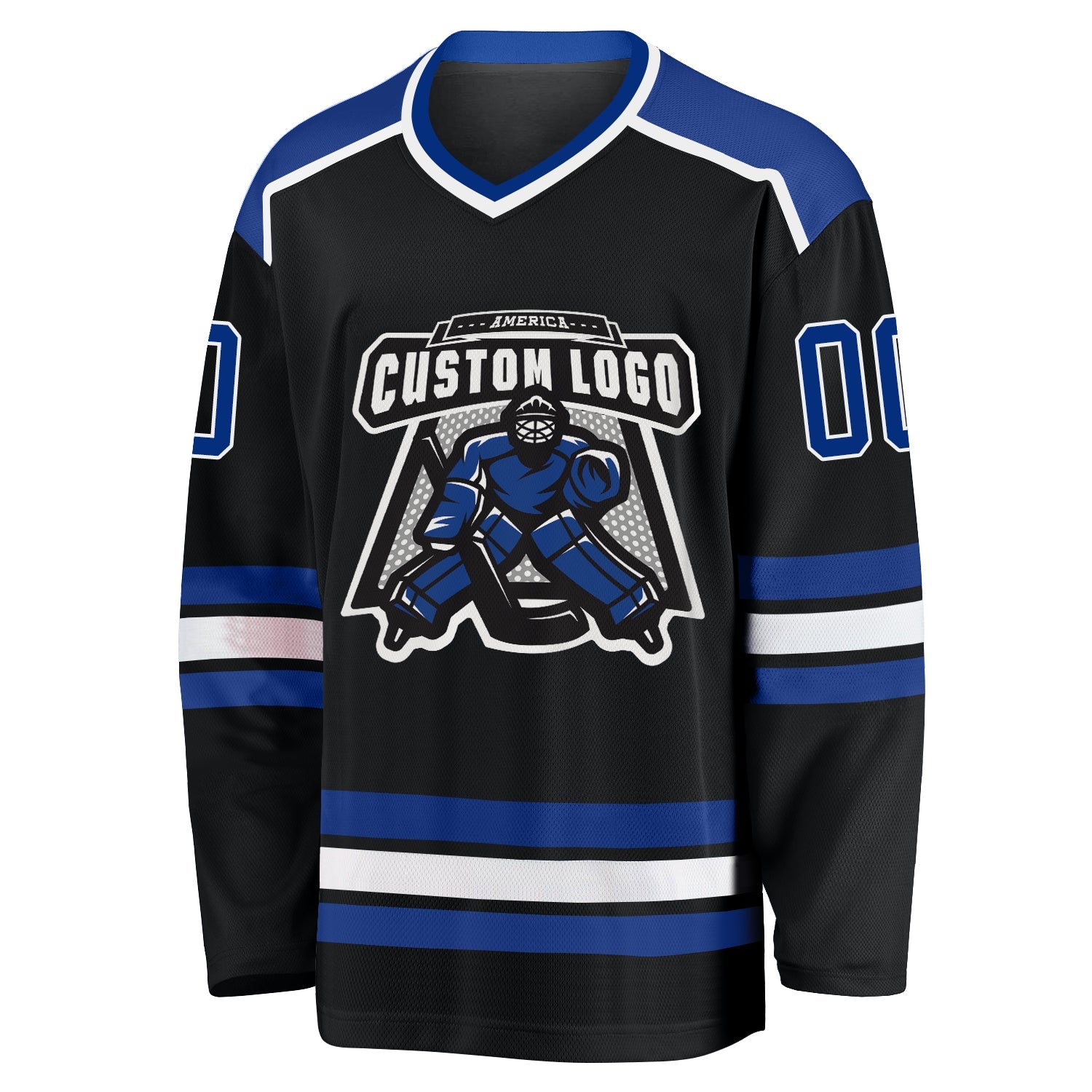 Custom Black Royal-White Hockey Jersey view 2