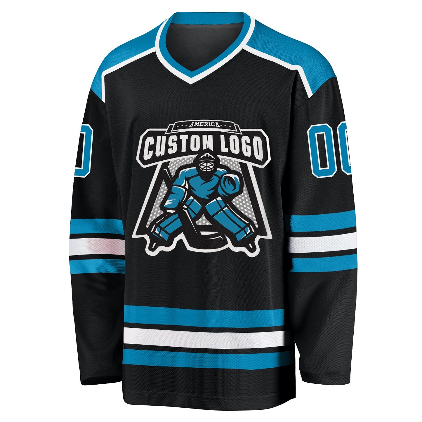 Custom Black Panther Blue-White Hockey Jersey view 2