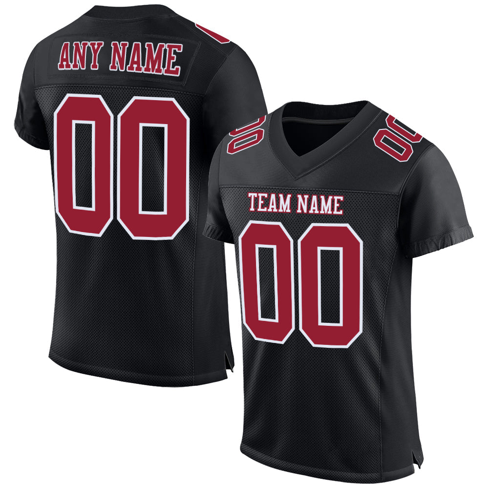 Custom Black Cardinal-White Mesh Authentic Football Jersey - Main View