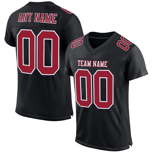 Custom Black Cardinal-White Mesh Authentic Football Jersey - Main View