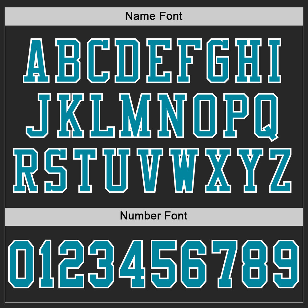 Custom Black Teal-White Mesh Authentic Football Jersey view 4