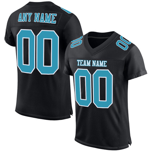 Custom Black Panther Blue-White Mesh Authentic Football Jersey - Main View