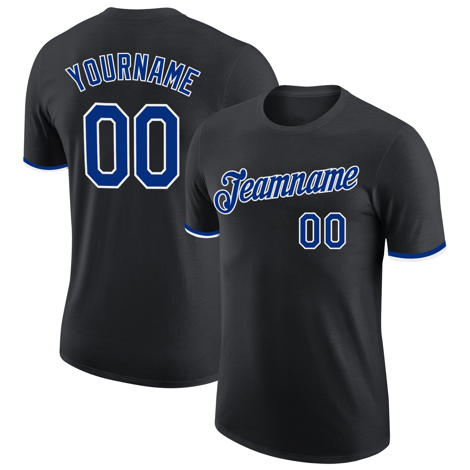 Custom Black Royal-White Performance T-Shirt - Main View