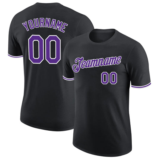 Custom Black Purple-White Performance T-Shirt - Main View
