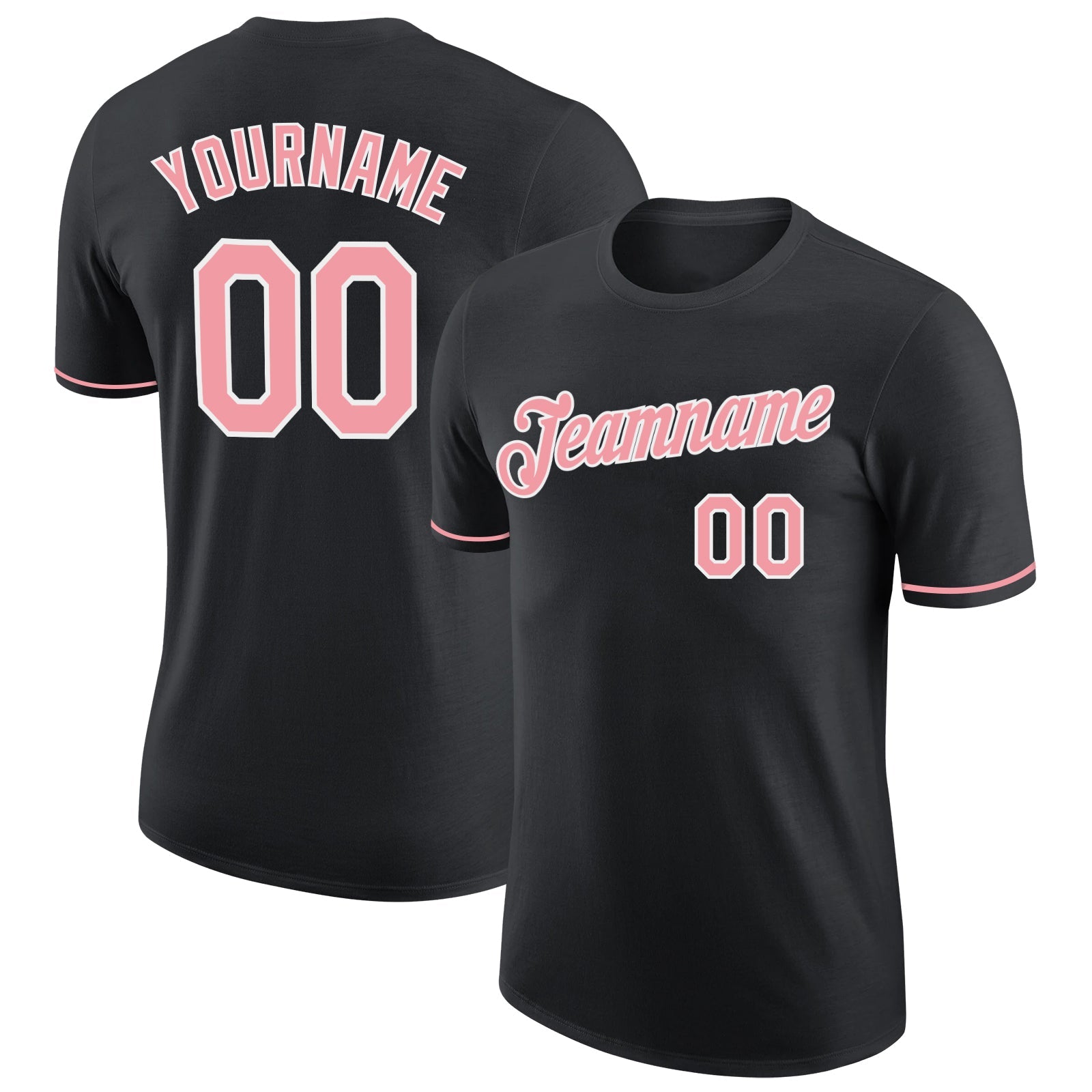 Custom Black Medium Pink-White Performance T-Shirt - Main View