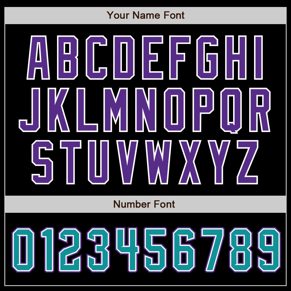 Custom Black Teal-Purple Authentic Baseball Jersey view 6