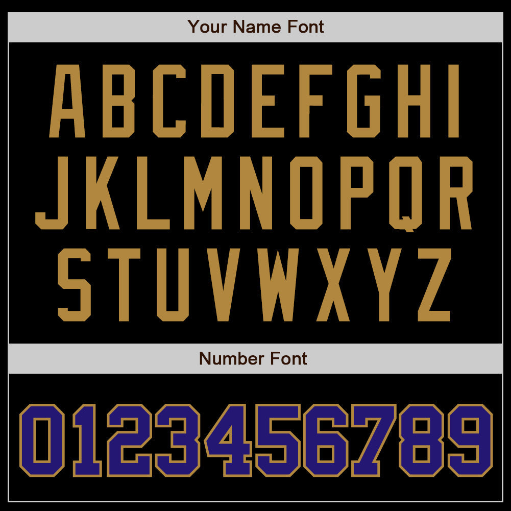 Custom Black Dark Purple-Old Gold Authentic Baseball Jersey view 5