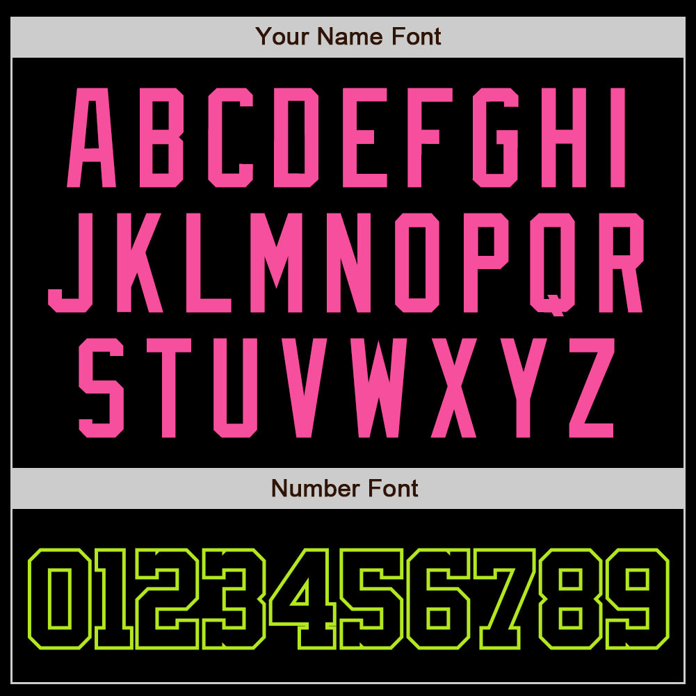 Custom Black Black Neon Green-Pink Authentic Baseball Jersey view 5