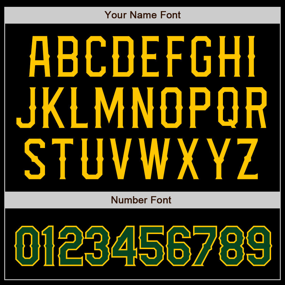 Custom Black Green-Gold Authentic Baseball Jersey view 5