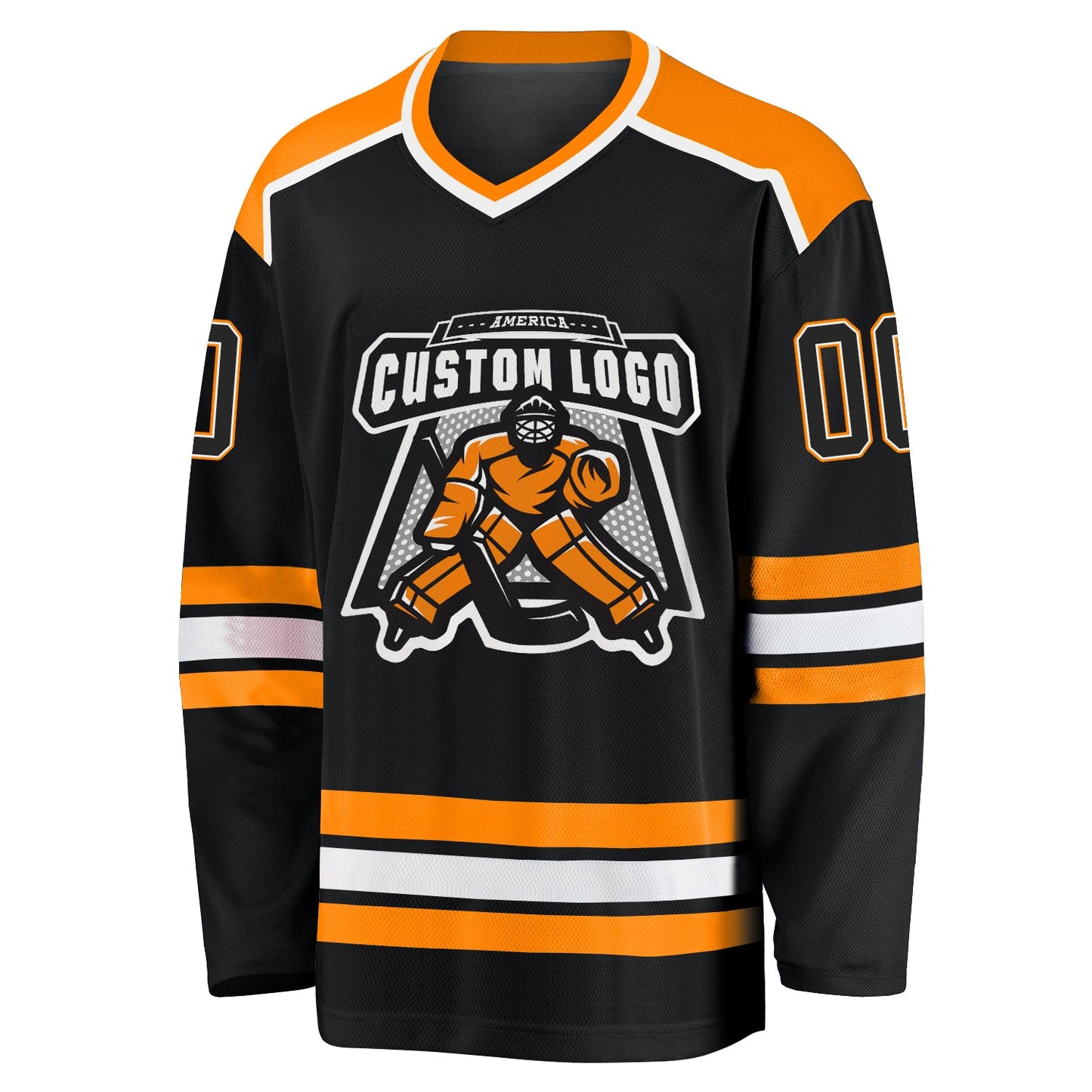 Custom Black Black-Bay Orange Hockey Jersey view 2