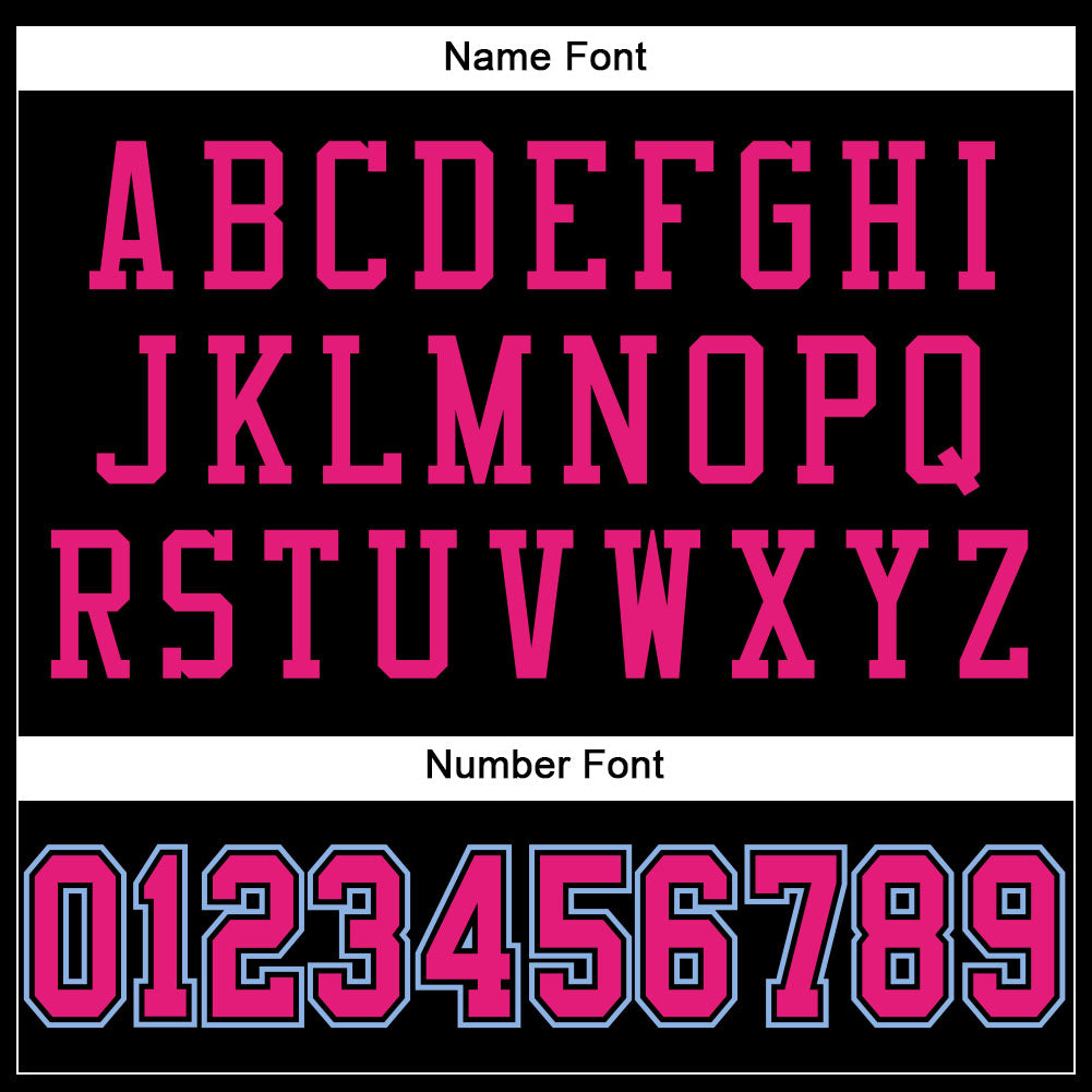 Custom Black Hot Pink-Light Blue Mesh Authentic Football Jersey view 4