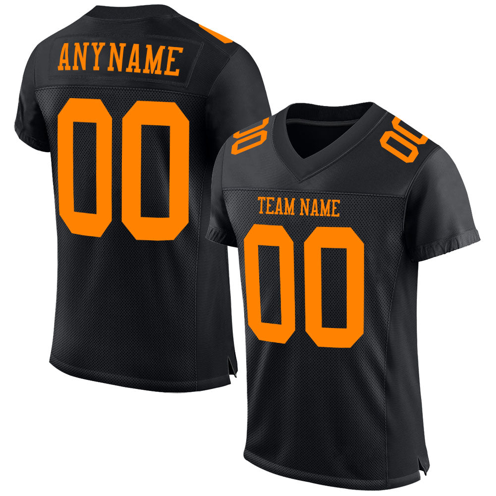 Custom Black Bay Orange Mesh Authentic Football Jersey - Main View