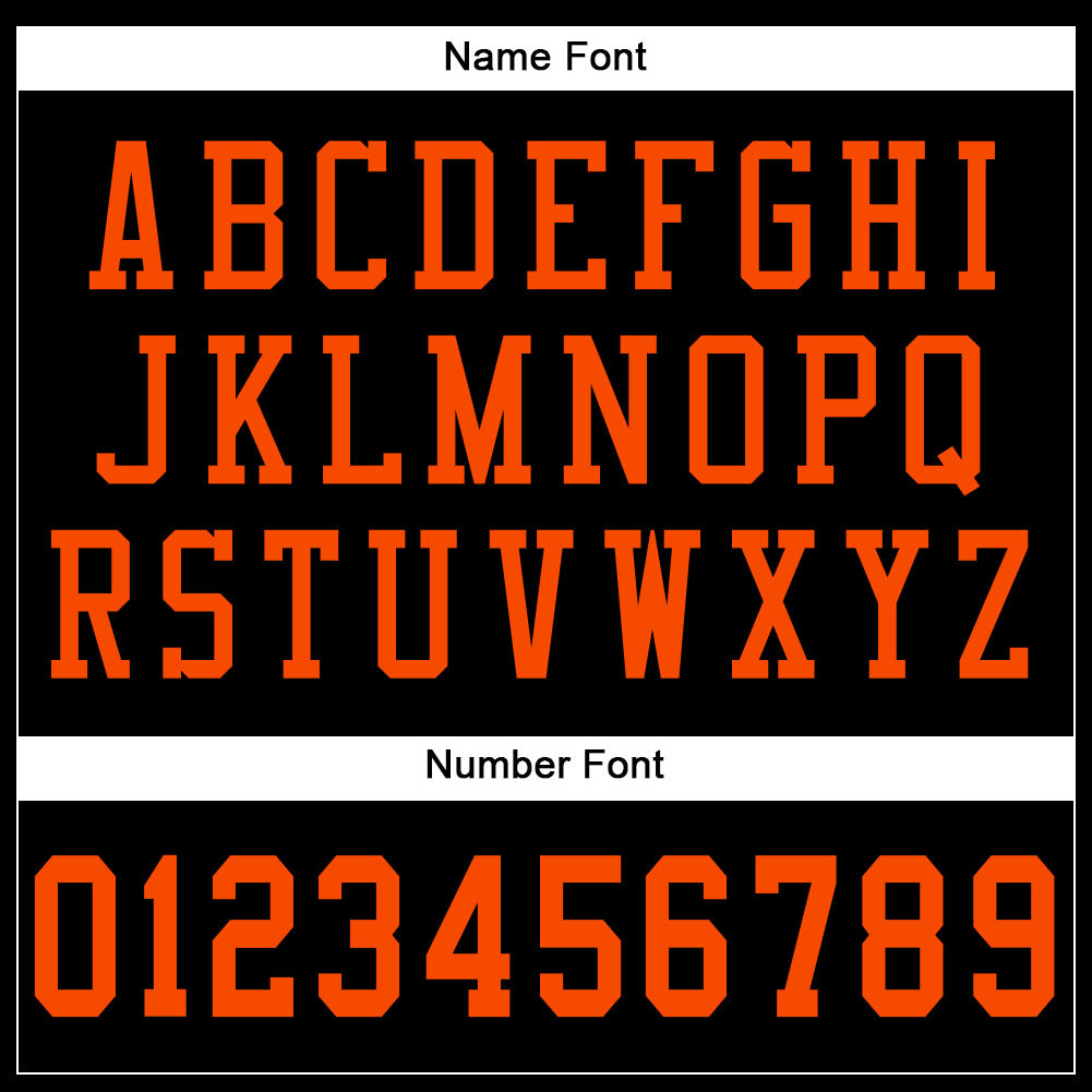 Custom Black Orange Mesh Authentic Football Jersey view 4
