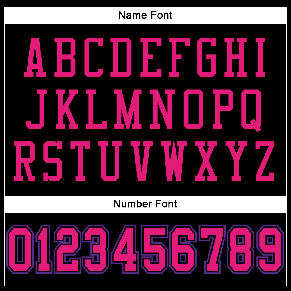 Custom Black Hot Pink-Purple Mesh Authentic Football Jersey view 4