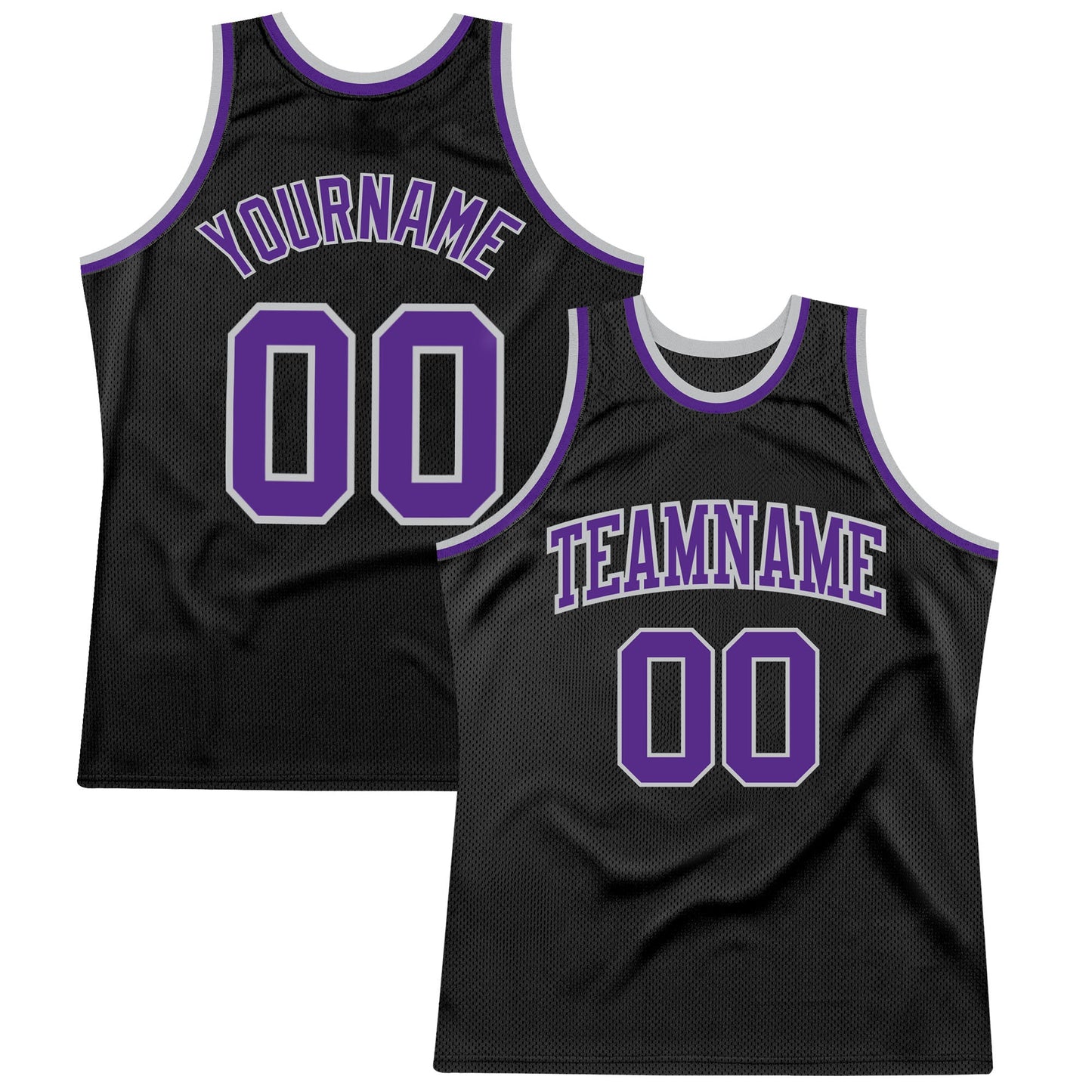 Custom Black Purple-Gray Authentic Throwback Basketball Jersey - Main View