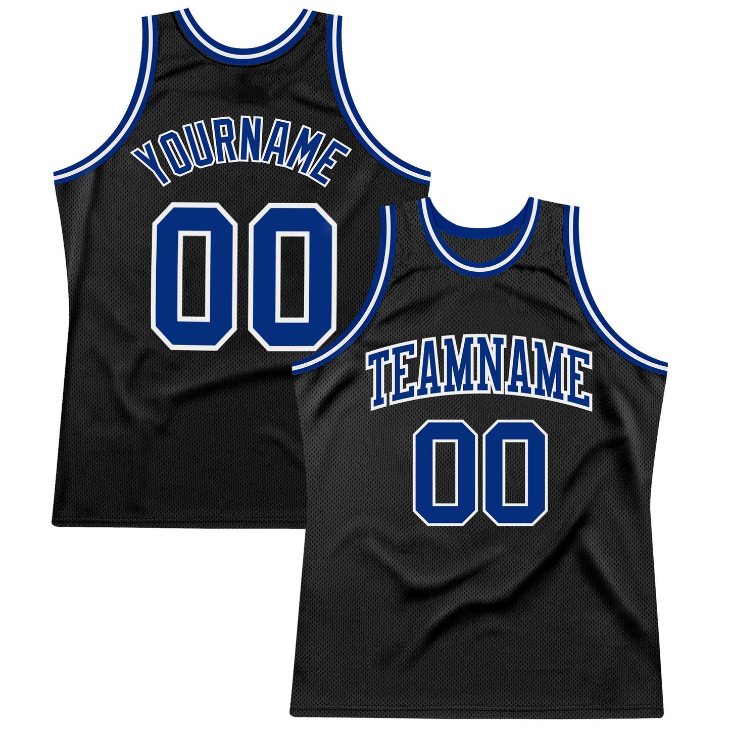 Custom Black Royal-White Authentic Throwback Basketball Jersey - Main View