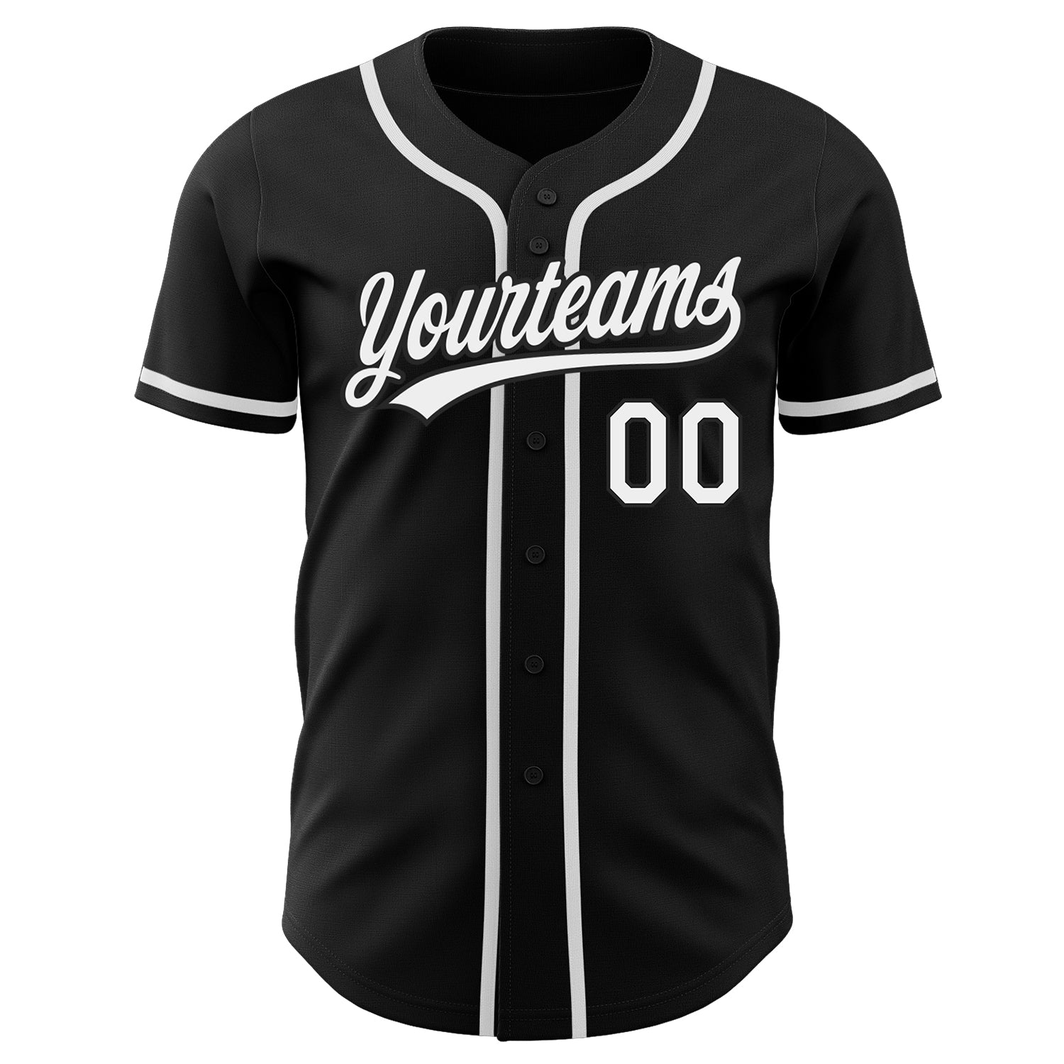 Custom Black White Authentic Baseball Jersey view 2