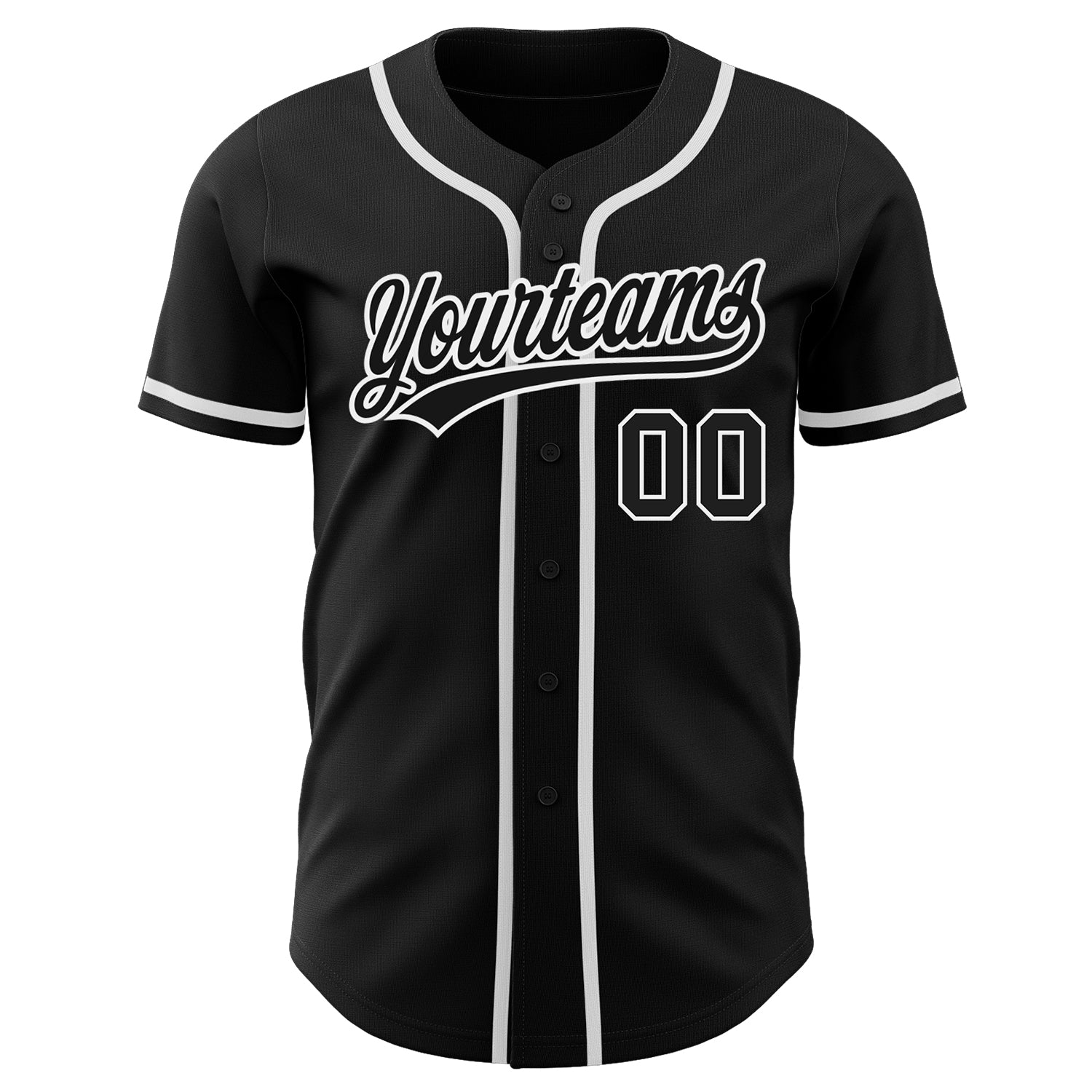 Custom Black Black-White Authentic Baseball Jersey view 3