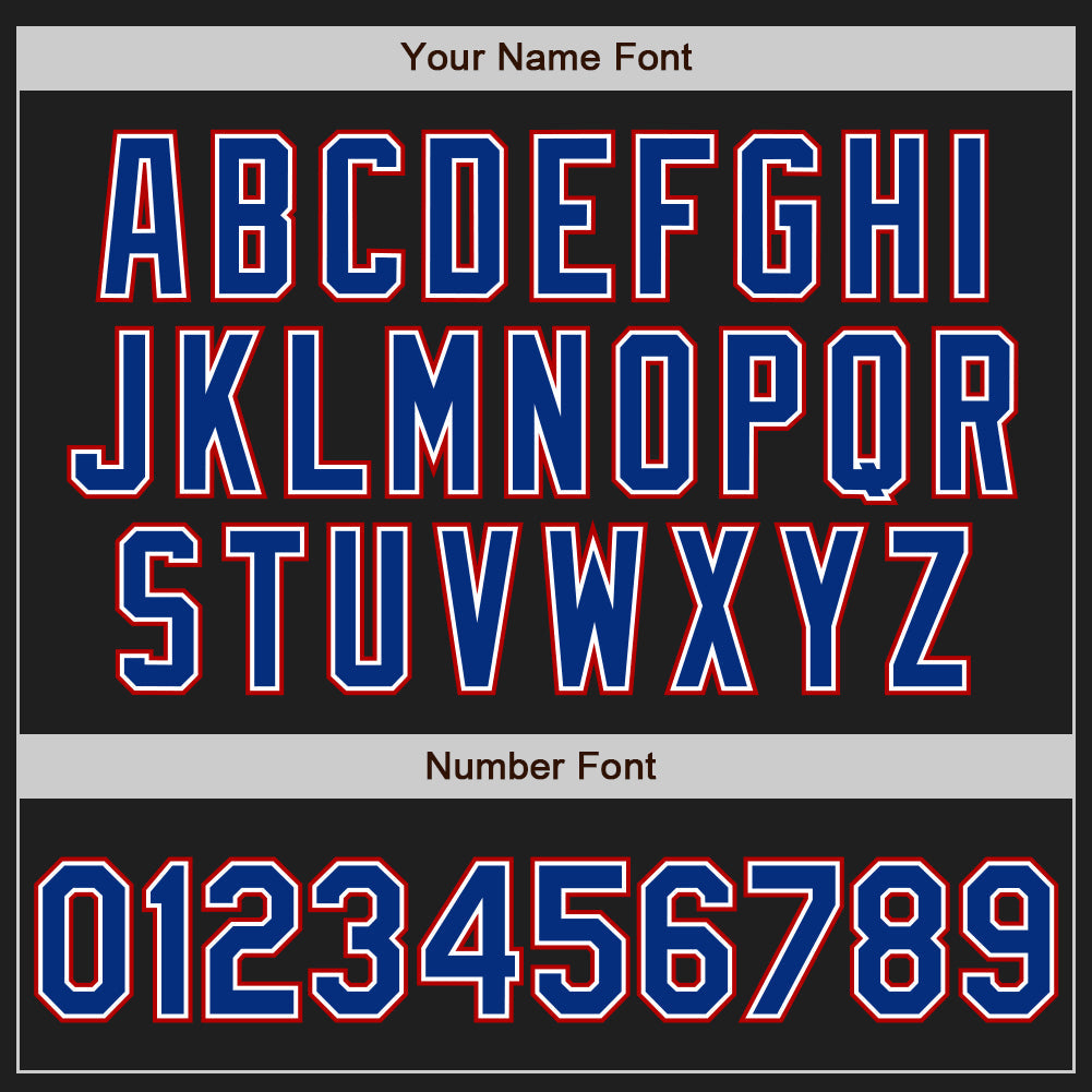 Custom Black Royal-Red Authentic Baseball Jersey view 5