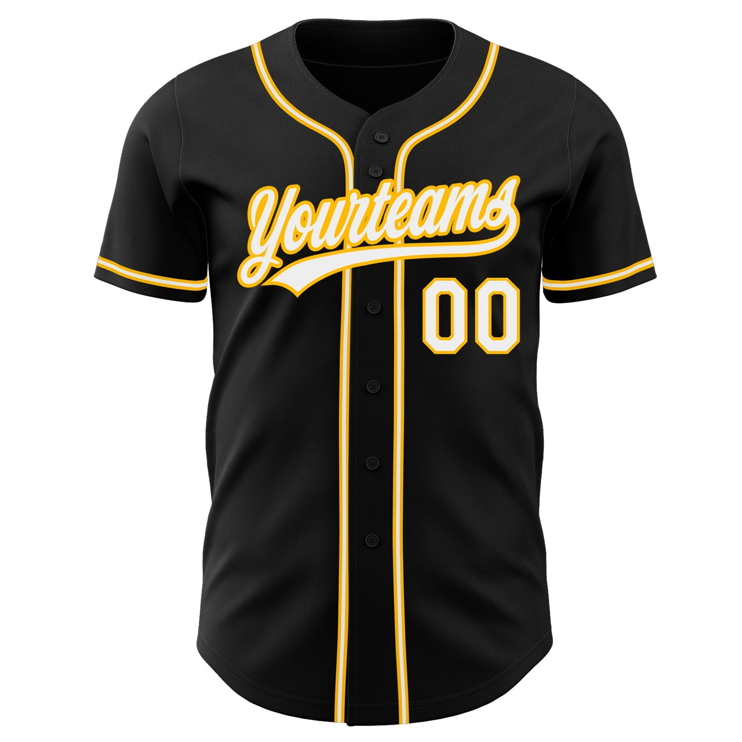 Custom Black White-Gold Authentic Baseball Jersey view 2