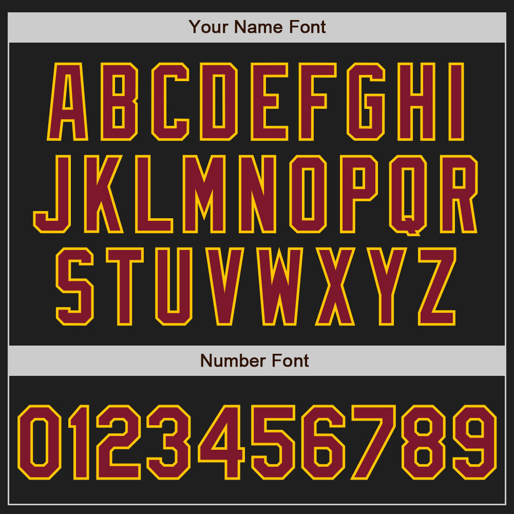 Custom Black Crimson-Gold Authentic Baseball Jersey view 5