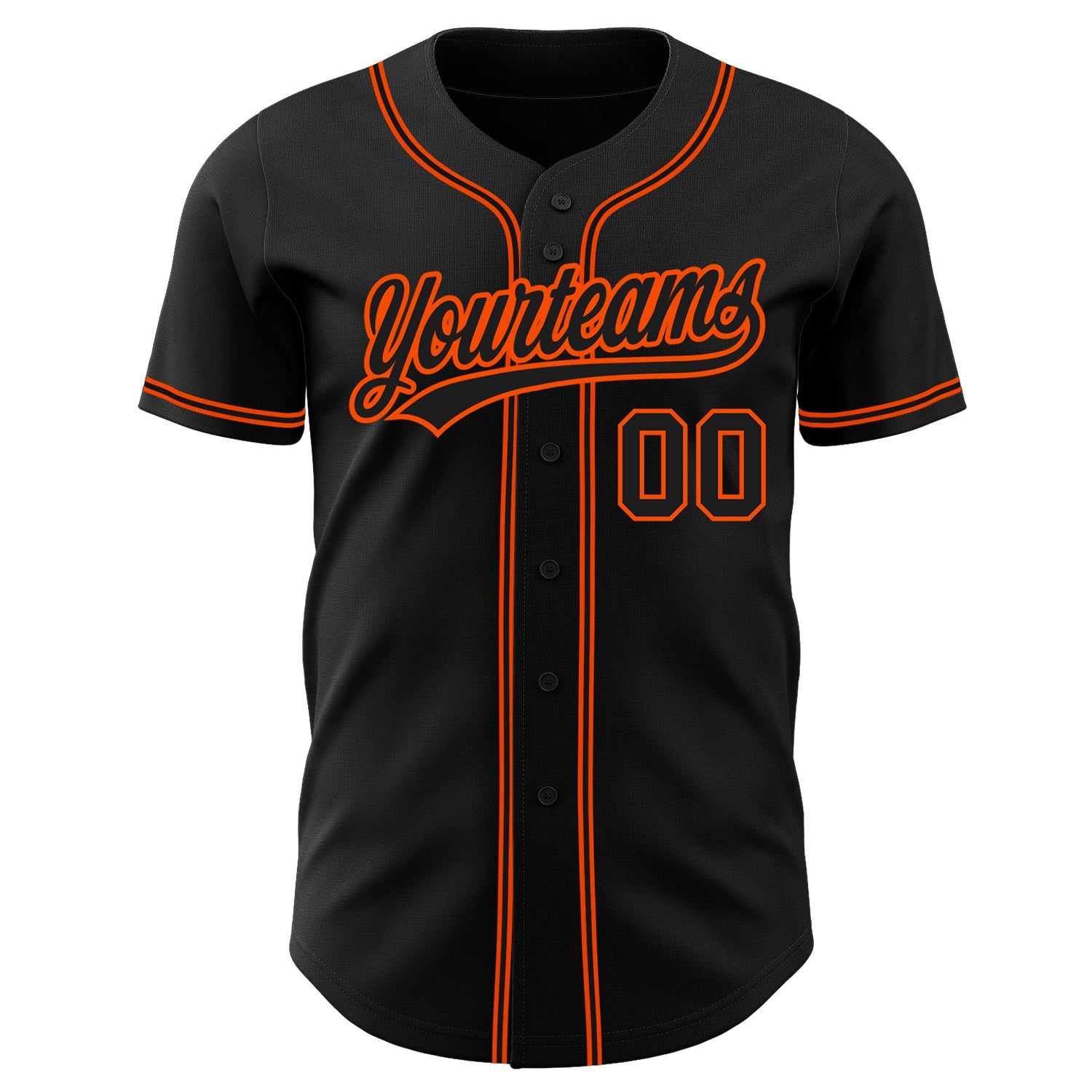 Custom Black Black-Orange Authentic Baseball Jersey view 2