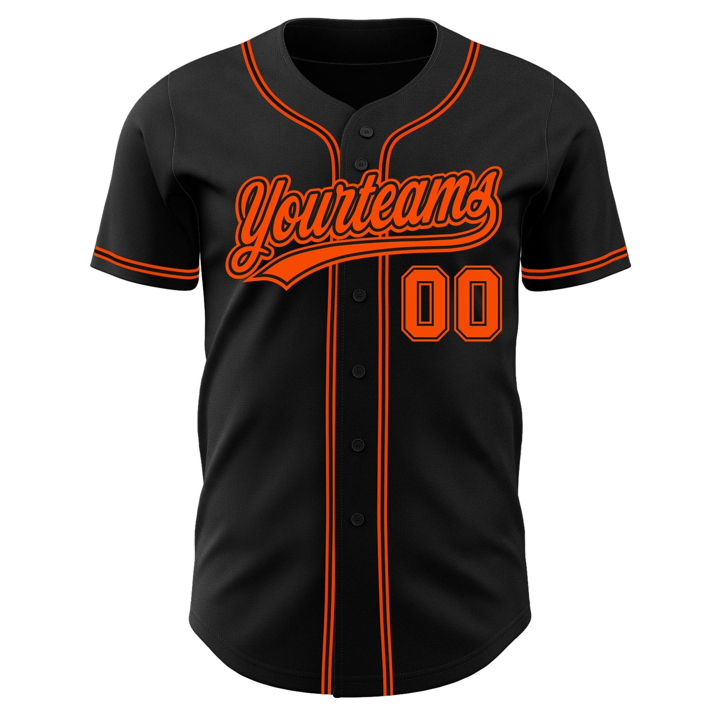 Custom Black Orange Authentic Baseball Jersey view 3