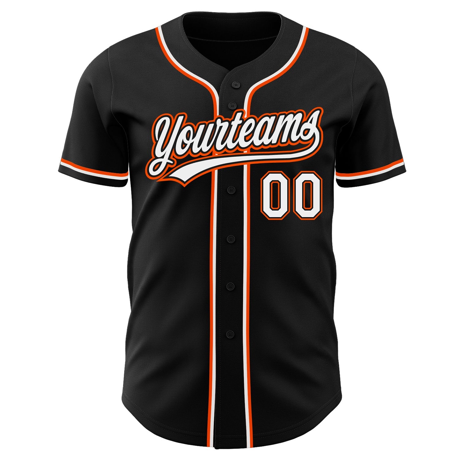 Custom Black White-Orange Authentic Baseball Jersey view 2