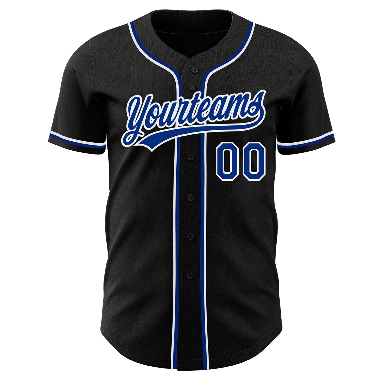 Custom Black Royal-White Authentic Baseball Jersey view 2