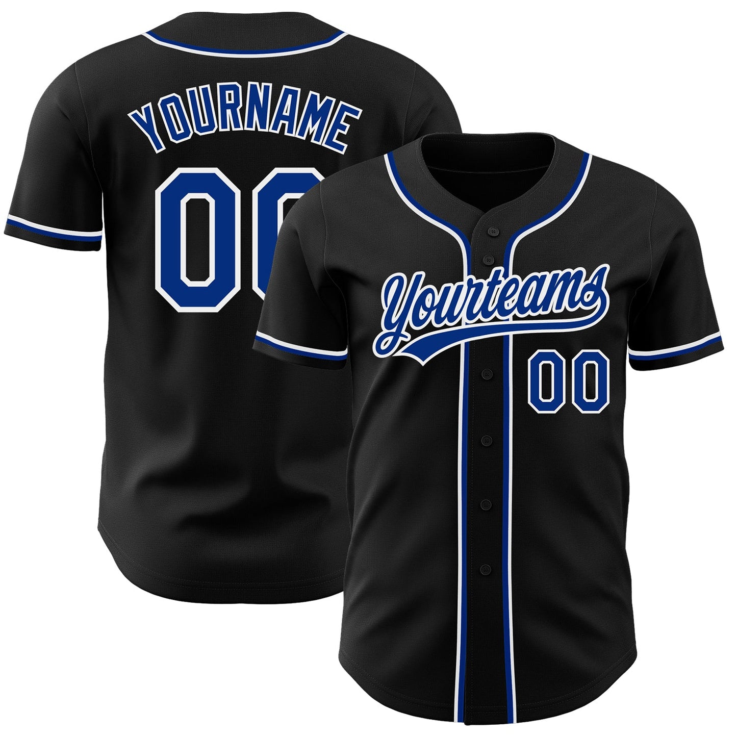 Custom Black Royal-White Authentic Baseball Jersey - Main View