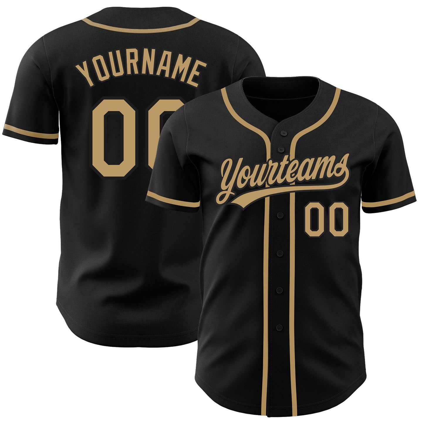 Custom Black Old Gold Authentic Baseball Jersey - Main View