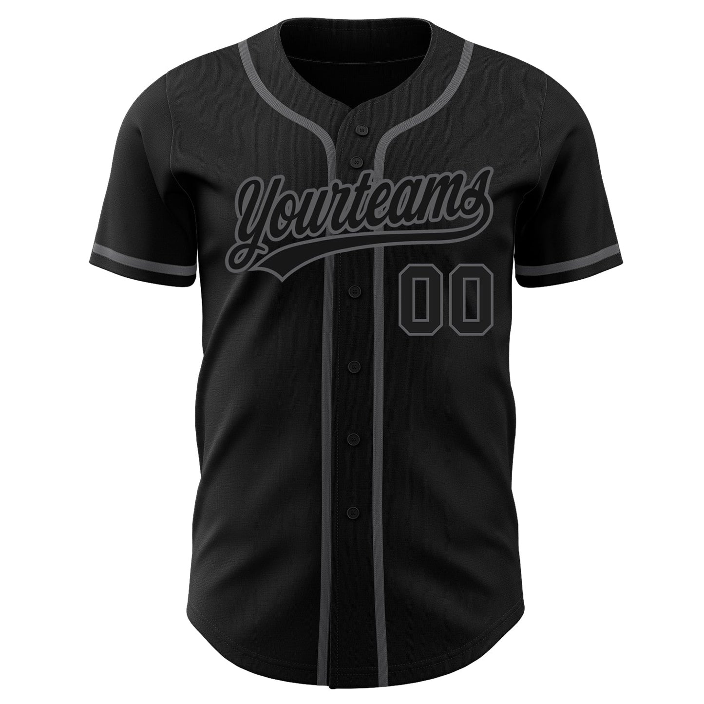 Custom Black Black-Steel Gray Authentic Baseball Jersey view 3