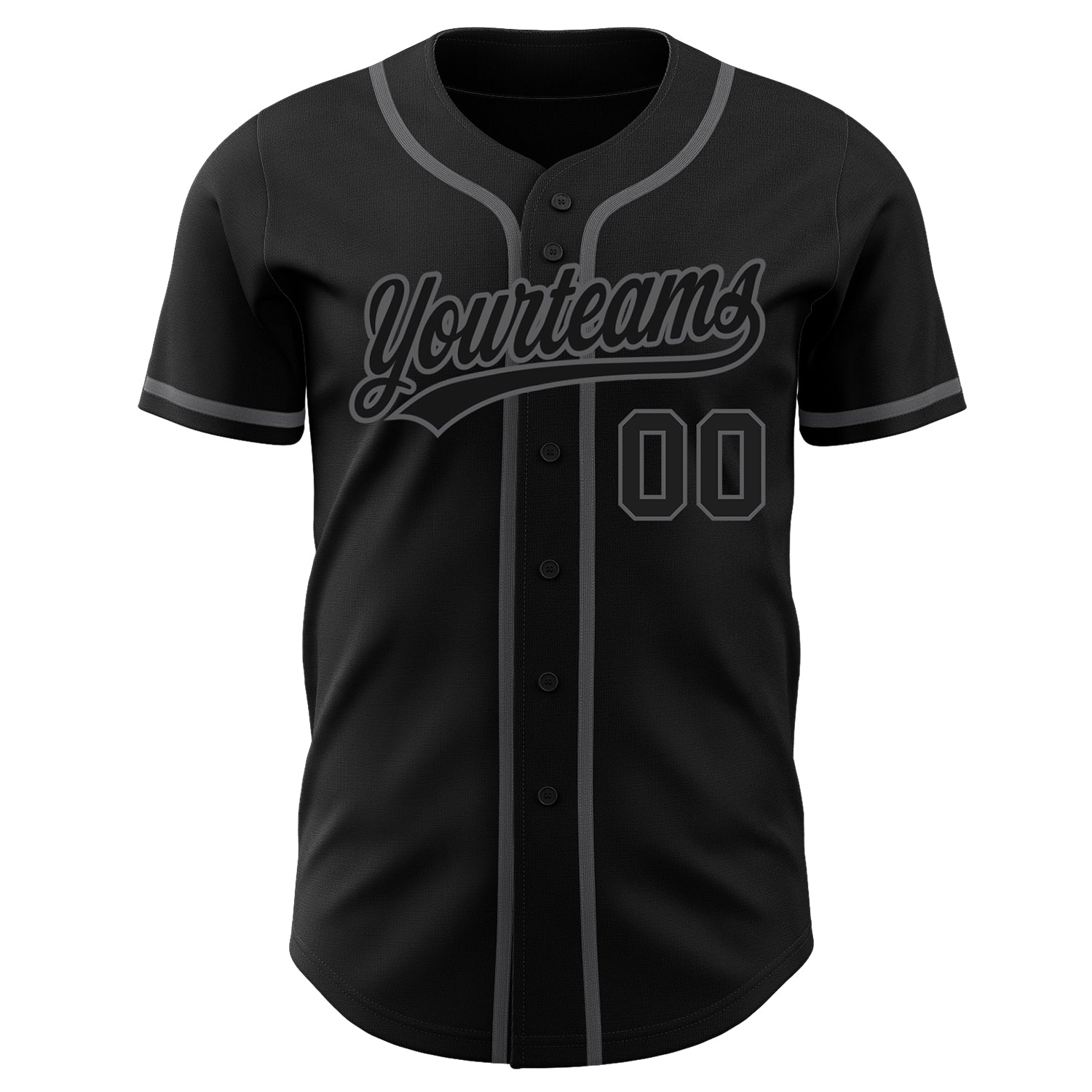 Custom Black Black-Steel Gray Authentic Baseball Jersey view 3