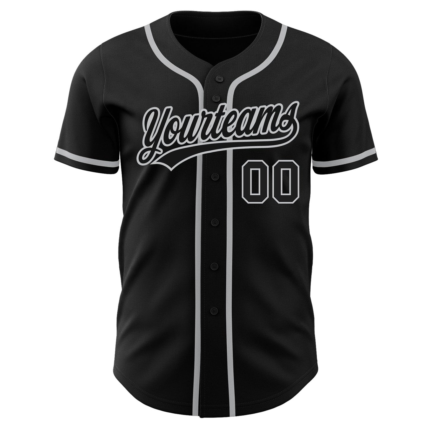 Custom Black Black-Gray Authentic Baseball Jersey view 2