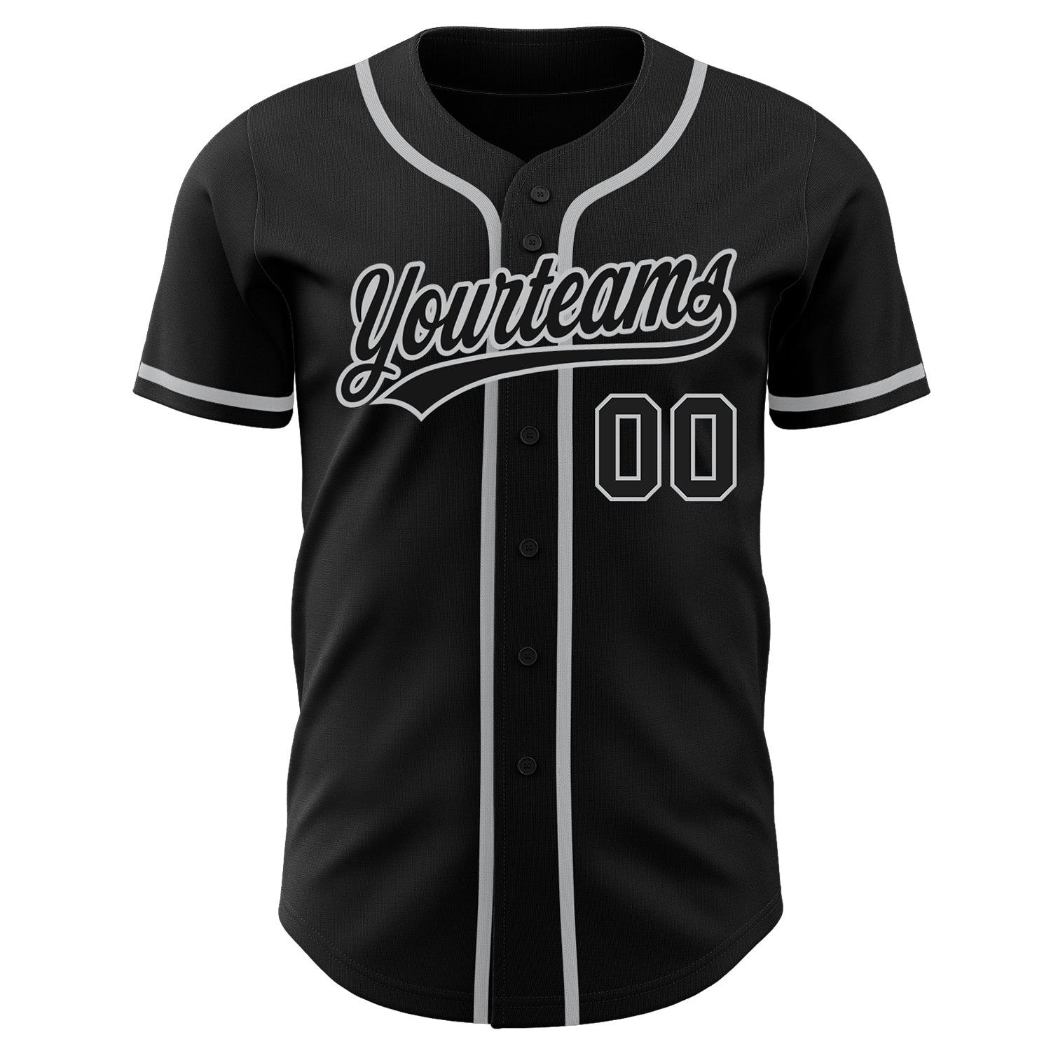 Custom Black Black-Gray Authentic Baseball Jersey view 2