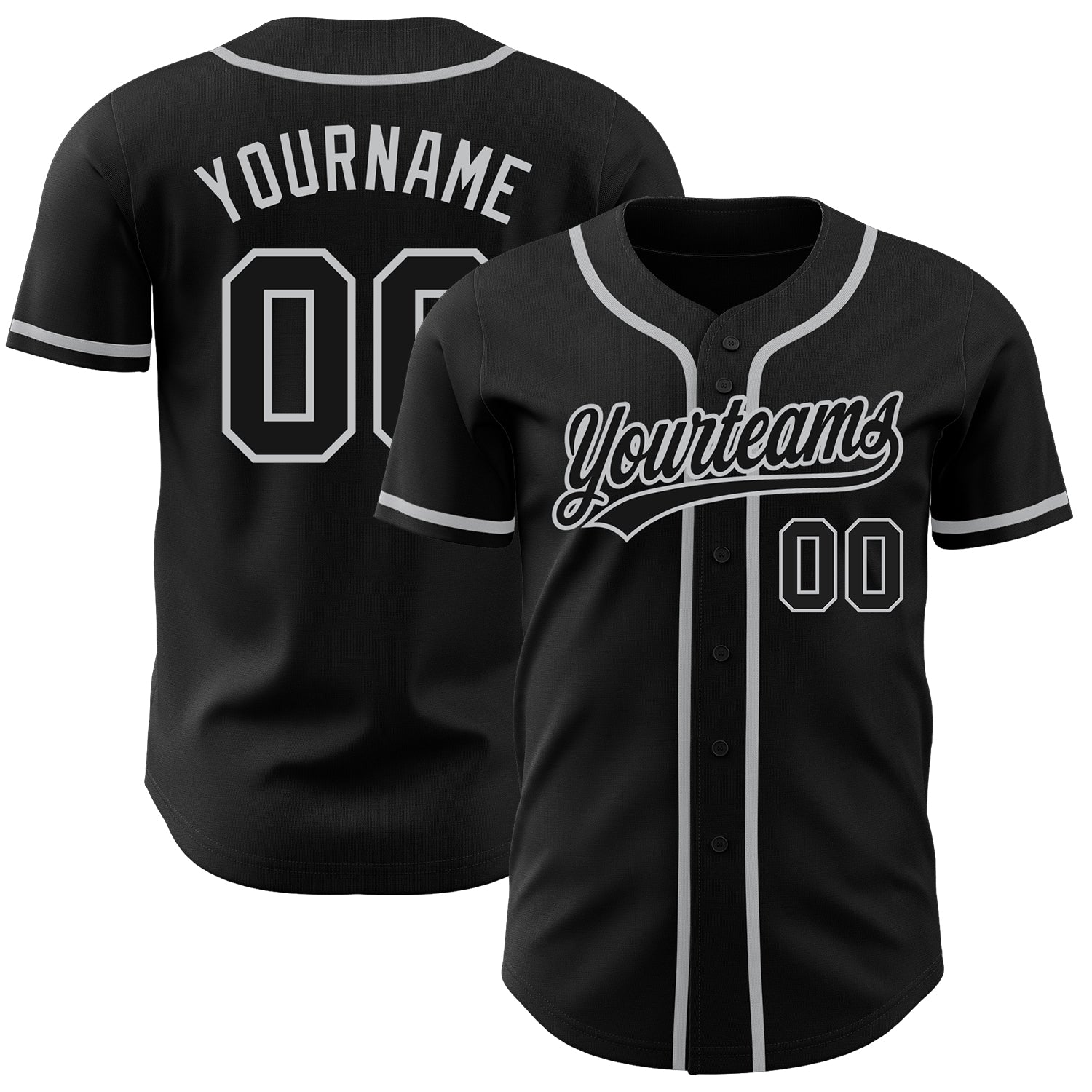 Custom Black Black-Gray Authentic Baseball Jersey - Main View