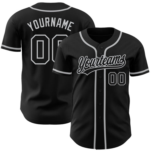 Custom Black Black-Gray Authentic Baseball Jersey - Main View